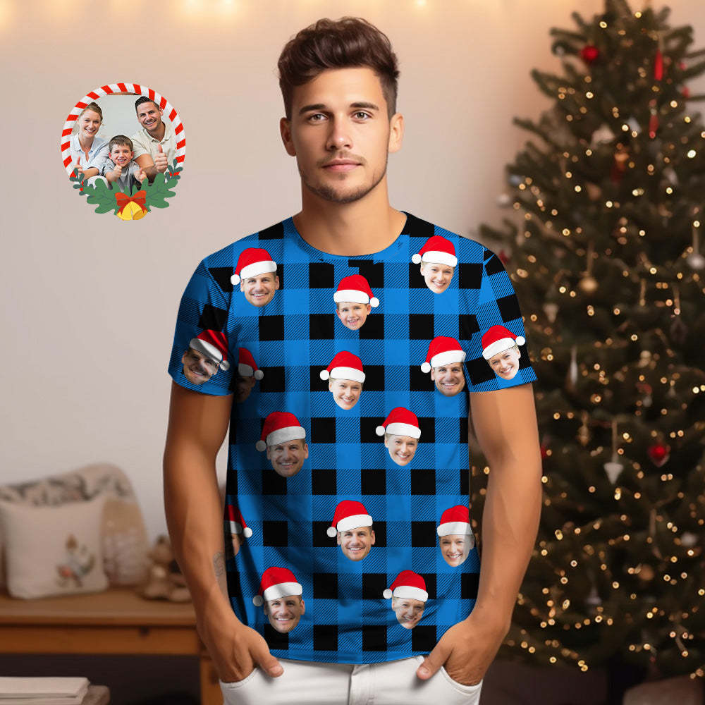 Custom Shirt Personalized Buffalo Plaid T-shirt Personalized T-shirt Custom Face T-shirts Merry Christmas - MyFaceBoxer