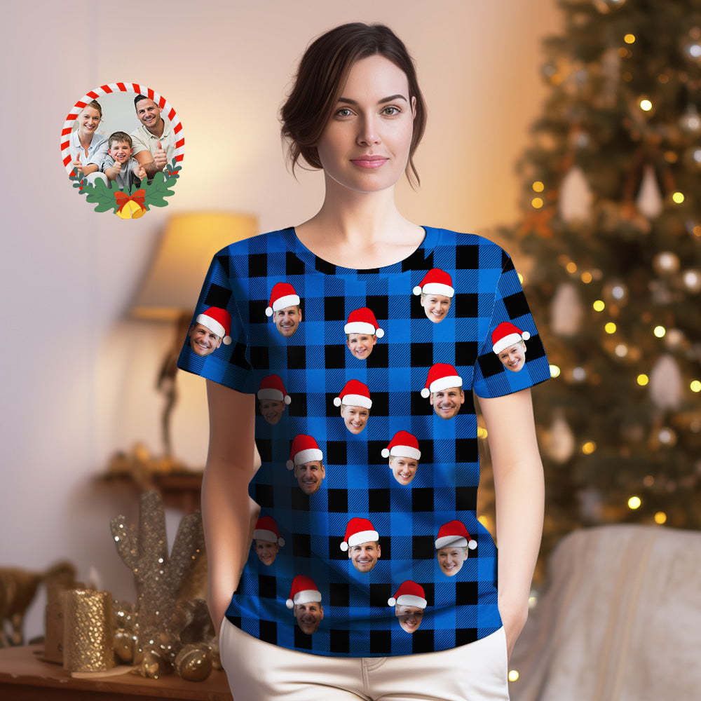 Custom Shirt Personalized Buffalo Plaid T-shirt Personalized T-shirt Custom Face T-shirts Merry Christmas - MyFaceBoxer