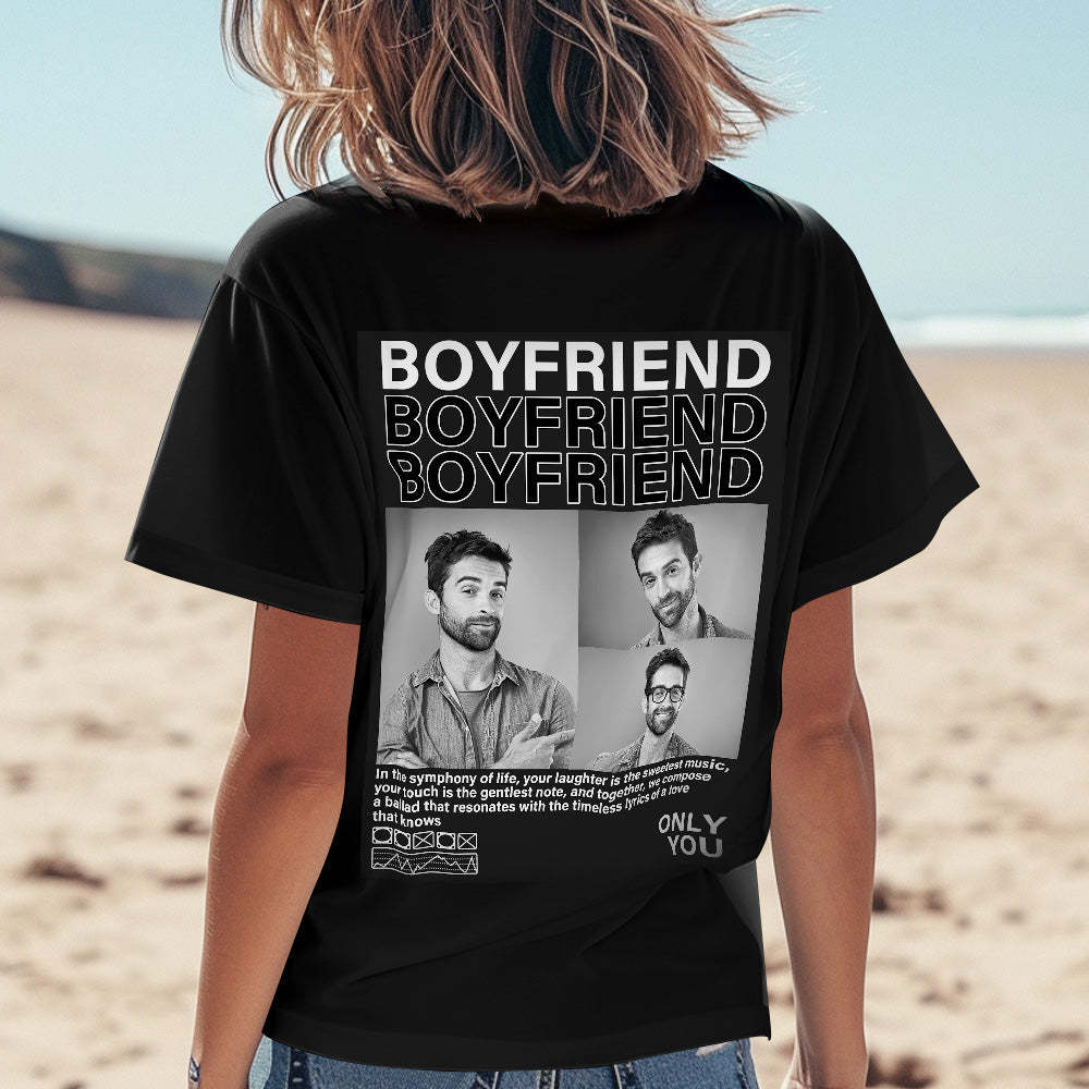 Custom Shirt Personalized Photo T-shirts Personalized T-shirt Custom Pictures T-shirt Valentine's Day Gifts for Couples - MyFaceBoxer