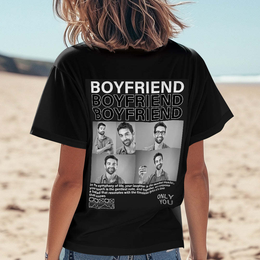 Custom Shirt Personalized Photo T-shirts Personalized T-shirt Custom Pictures T-shirt Valentine's Day Gifts for Couples - MyFaceBoxer