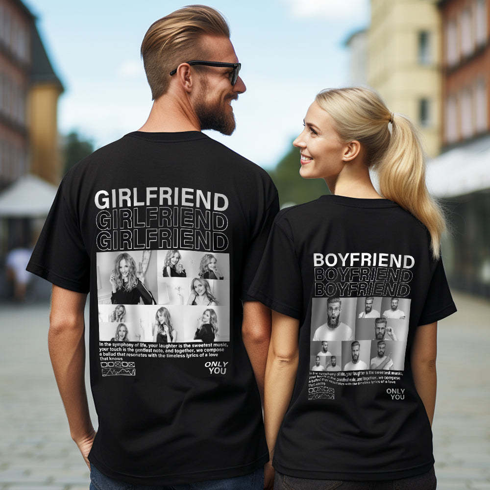 Custom Shirt Personalized Photo T-shirts Personalized T-shirt Custom Pictures T-shirt Valentine's Day Gifts for Couples - MyFaceBoxer