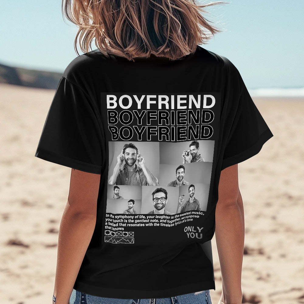 Custom Shirt Personalized Photo T-shirts Personalized T-shirt Custom Pictures T-shirt Valentine's Day Gifts for Couples - MyFaceBoxer