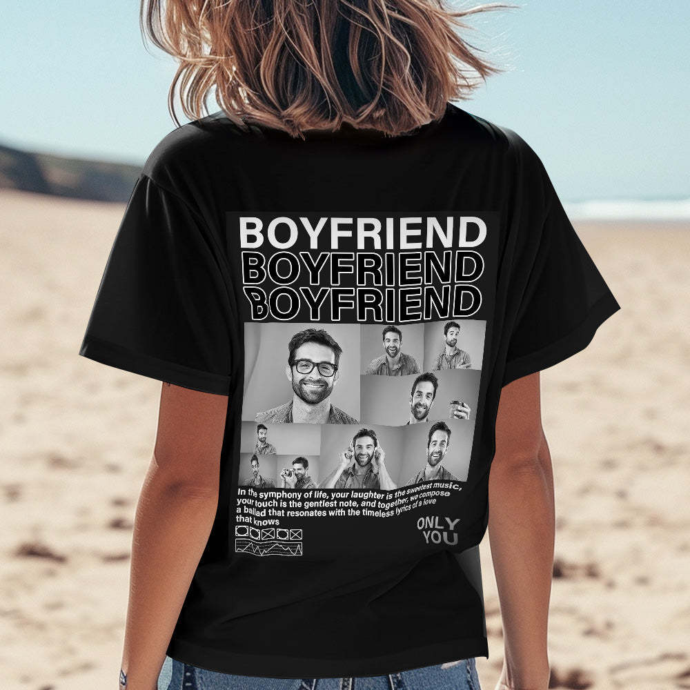 Custom Shirt Personalized Photo T-shirts Personalized T-shirt Custom Pictures T-shirt Valentine's Day Gifts for Couples - MyFaceBoxer