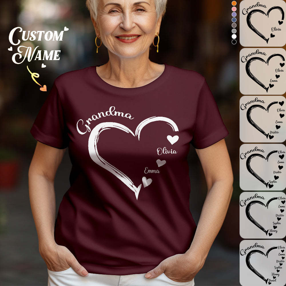 Custom Shirt Personalized Mama Grandma T-Shirts Personalized T-shirt Custom Kids Name T-shirt Mother's Day Gifts - MyFaceBoxer