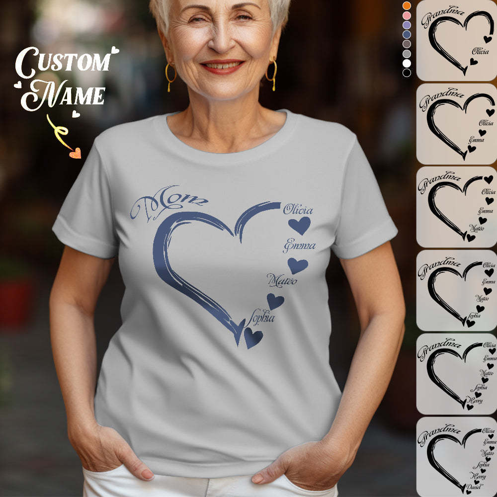 Custom Shirt Personalized Mama Grandma T-Shirts Personalized T-shirt Custom Kids Name T-shirt Mother's Day Gifts - MyFaceBoxer
