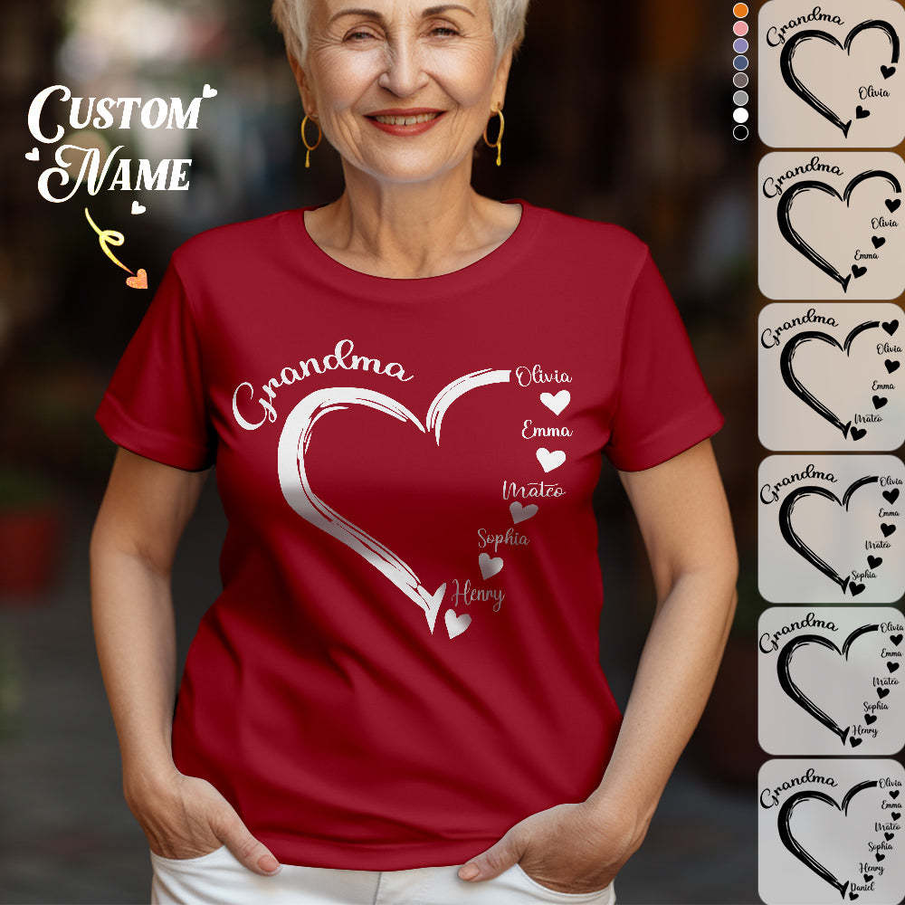 Custom Shirt Personalized Mama Grandma T-Shirts Personalized T-shirt Custom Kids Name T-shirt Mother's Day Gifts - MyFaceBoxer