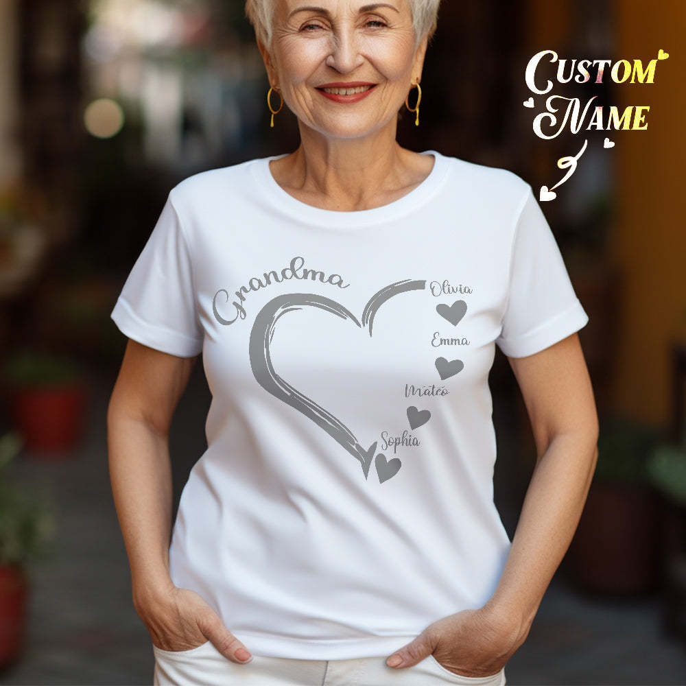 Custom Shirt Personalized Mama Grandma T-Shirts Personalized T-shirt Custom Kids Name T-shirt Mother's Day Gifts - MyFaceBoxer