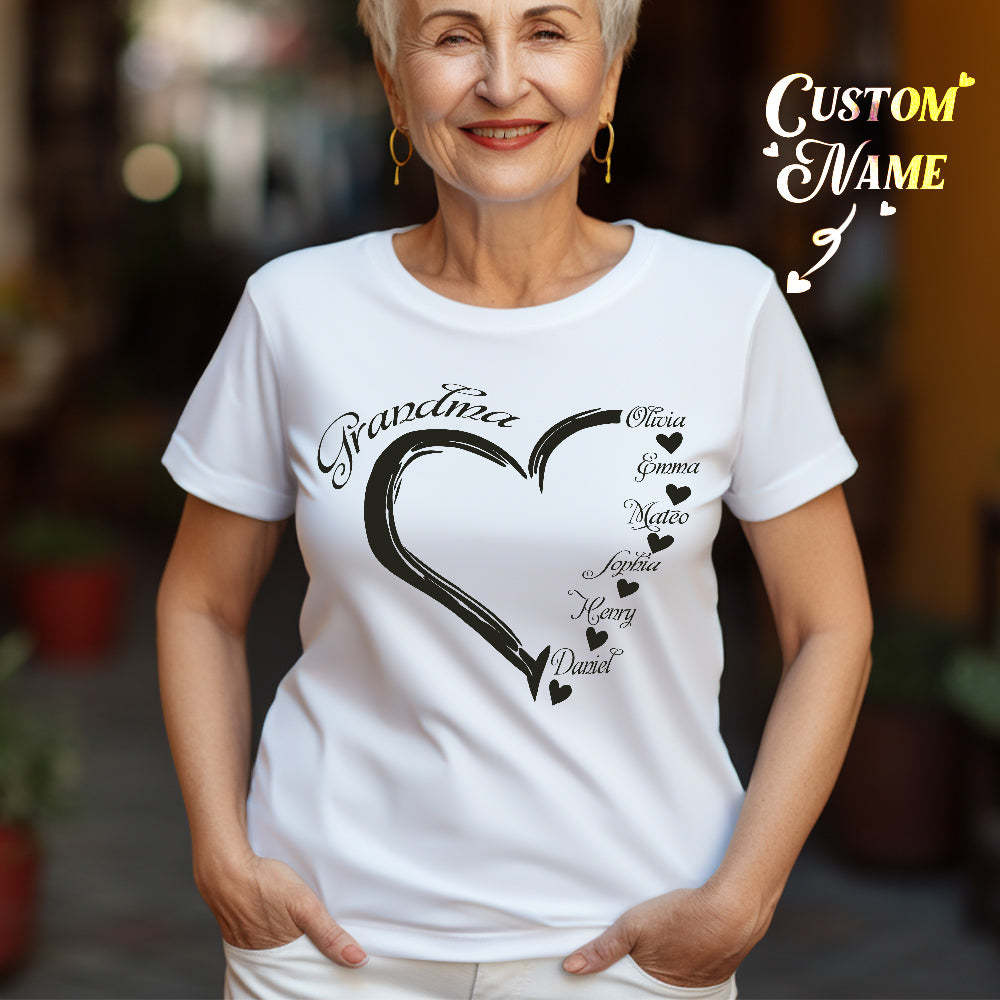 Custom Shirt Personalized Mama Grandma T-Shirts Personalized T-shirt Custom Kids Name T-shirt Mother's Day Gifts - MyFaceBoxer