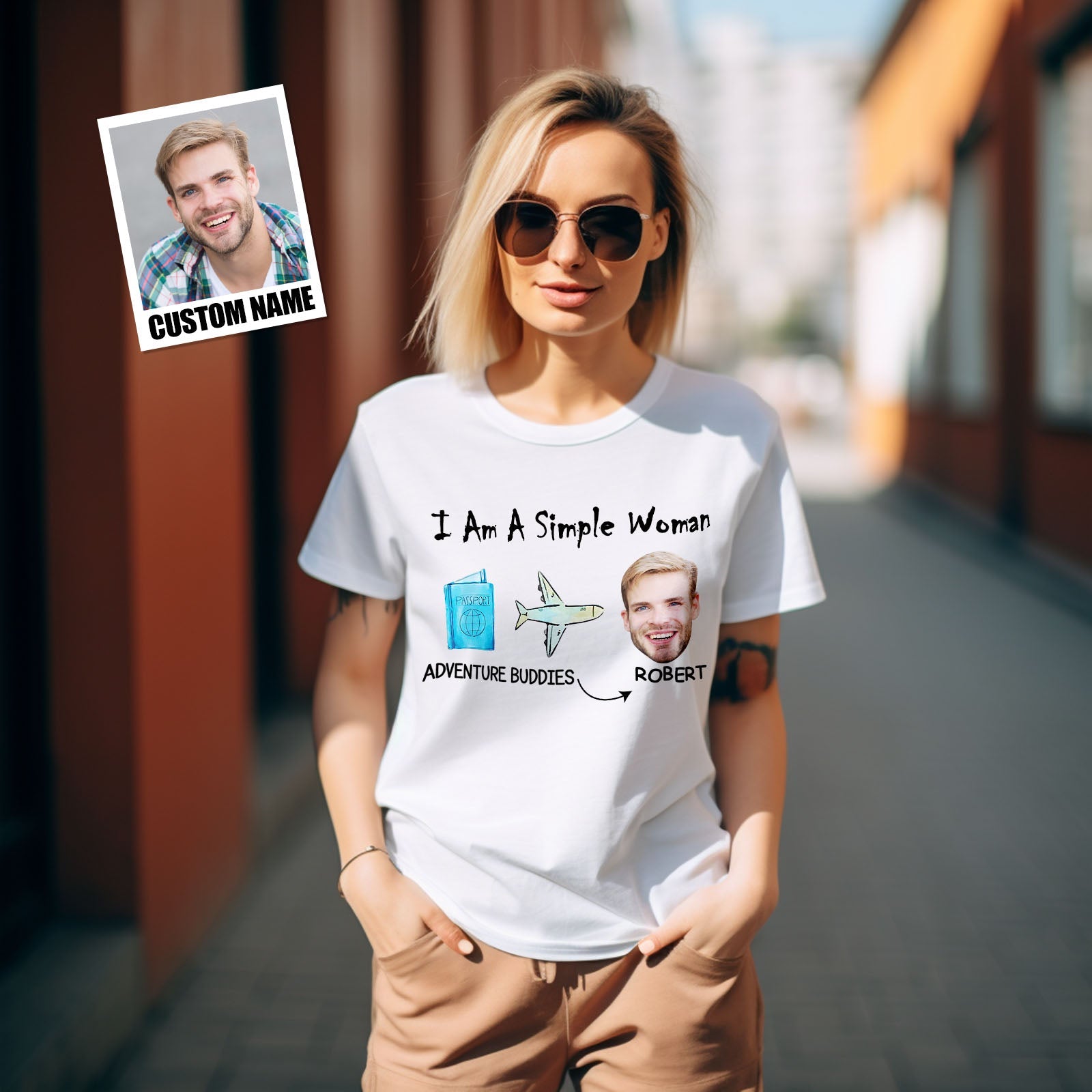 Custom Shirt Personalized Face T-shirt I Am A Simple Woman - Personalized T-shirt Custom Photo Travel Souvenir Ideas Shirt - MyFaceBoxer