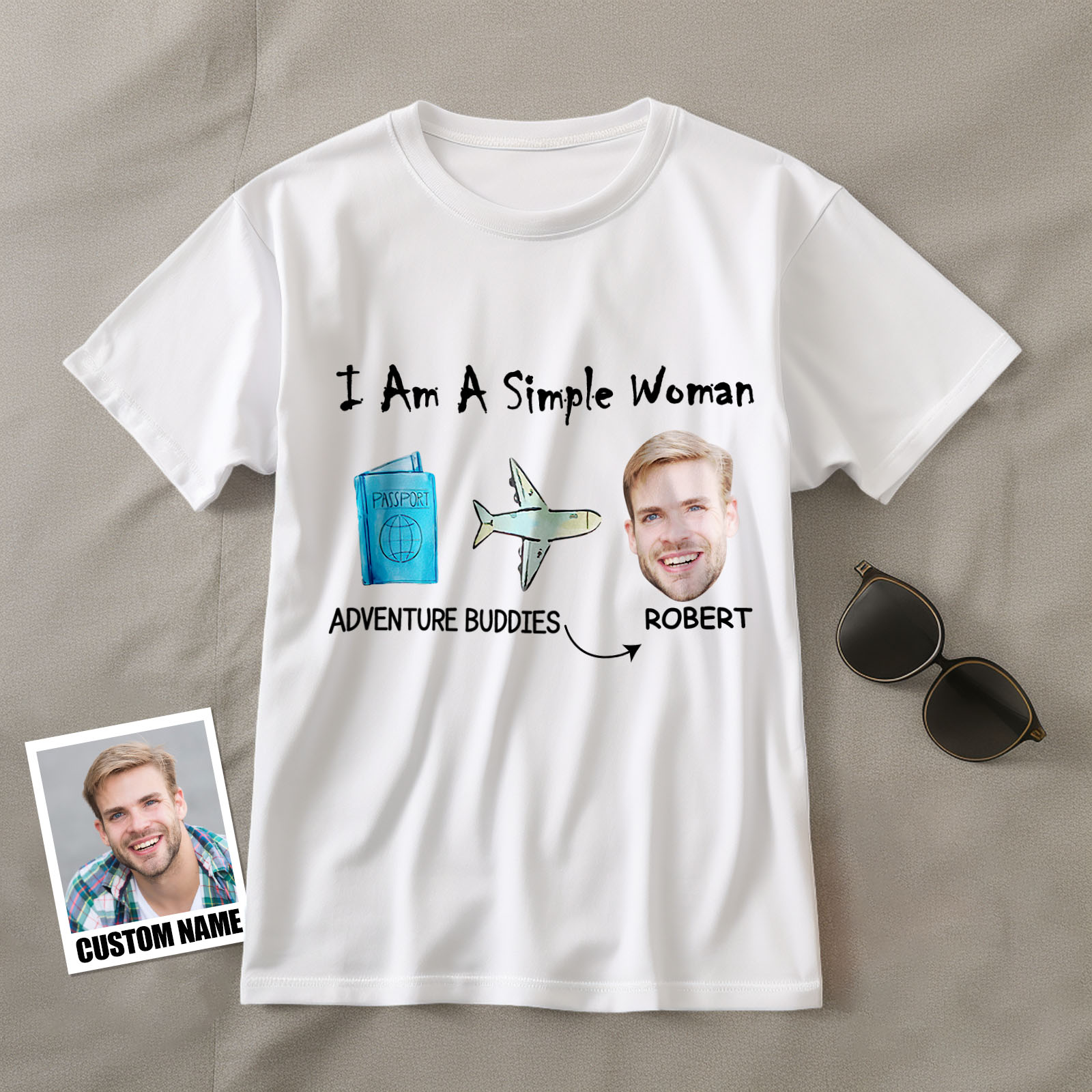 Custom Shirt Personalized Face T-shirt I Am A Simple Woman - Personalized T-shirt Custom Photo Travel Souvenir Ideas Shirt - MyFaceBoxer