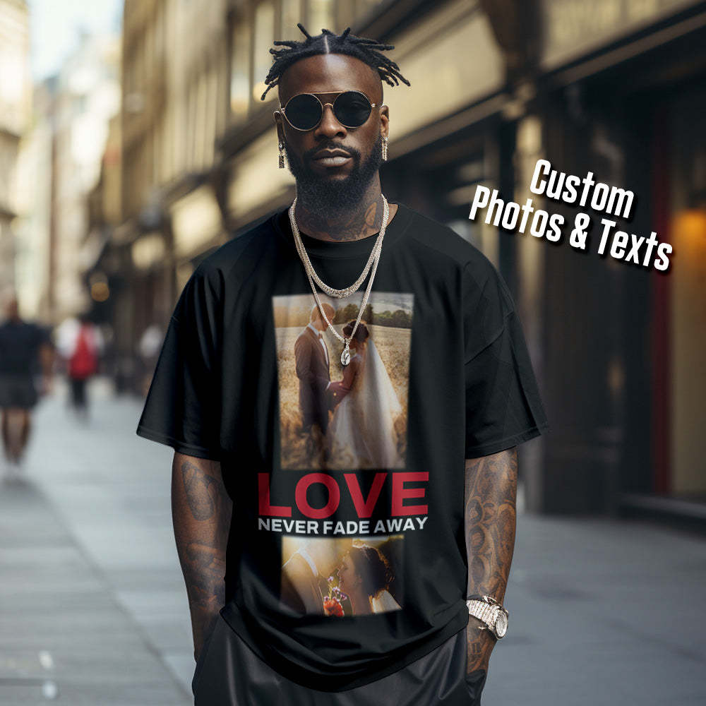 Custom Shirt Personalized Photo Vintage T-shirt Custom Photo Fashion Rap Tee with Text Gift for Him - MyFaceBoxer
