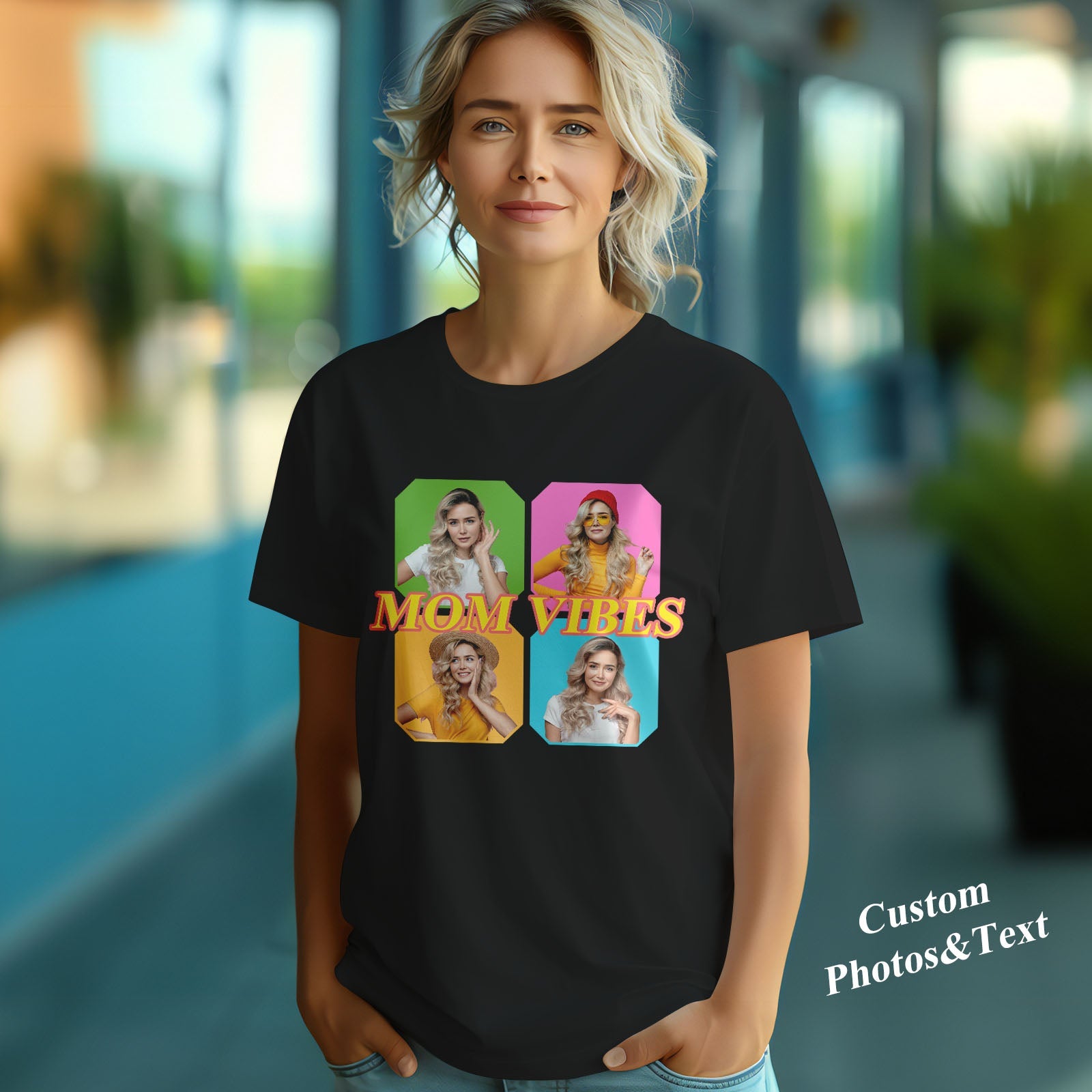 Custom Mom Vibes Vintage Photo Tee Mother's Day Gift - MyFaceBoxer