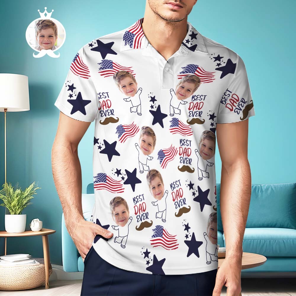 Custom Photo Men's Polo Shirt Father's Day Gift - Best Dad Ever - MyFaceBoxer
