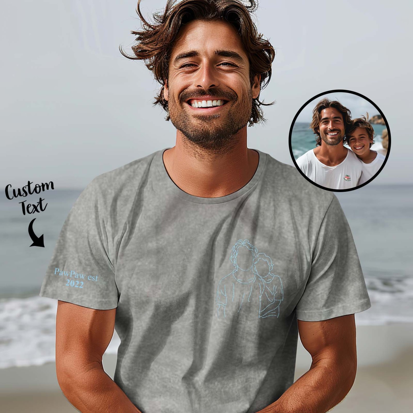 Comfort Colors Custom Photo Shirt For Dad, Dad Portrait Embroidered Shirt From Photo, New Dad Shirt, Fathers Day Gifts, Gift For Husband