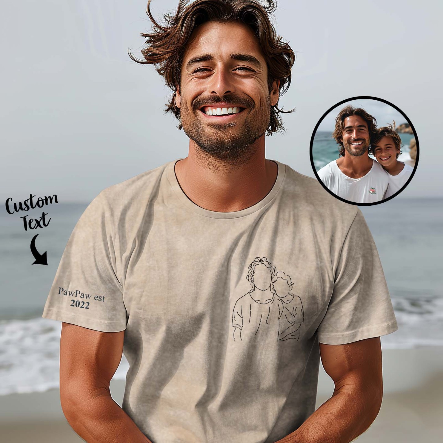 Comfort Colors Custom Photo Shirt For Dad, Dad Portrait Embroidered Shirt From Photo, New Dad Shirt, Fathers Day Gifts, Gift For Husband