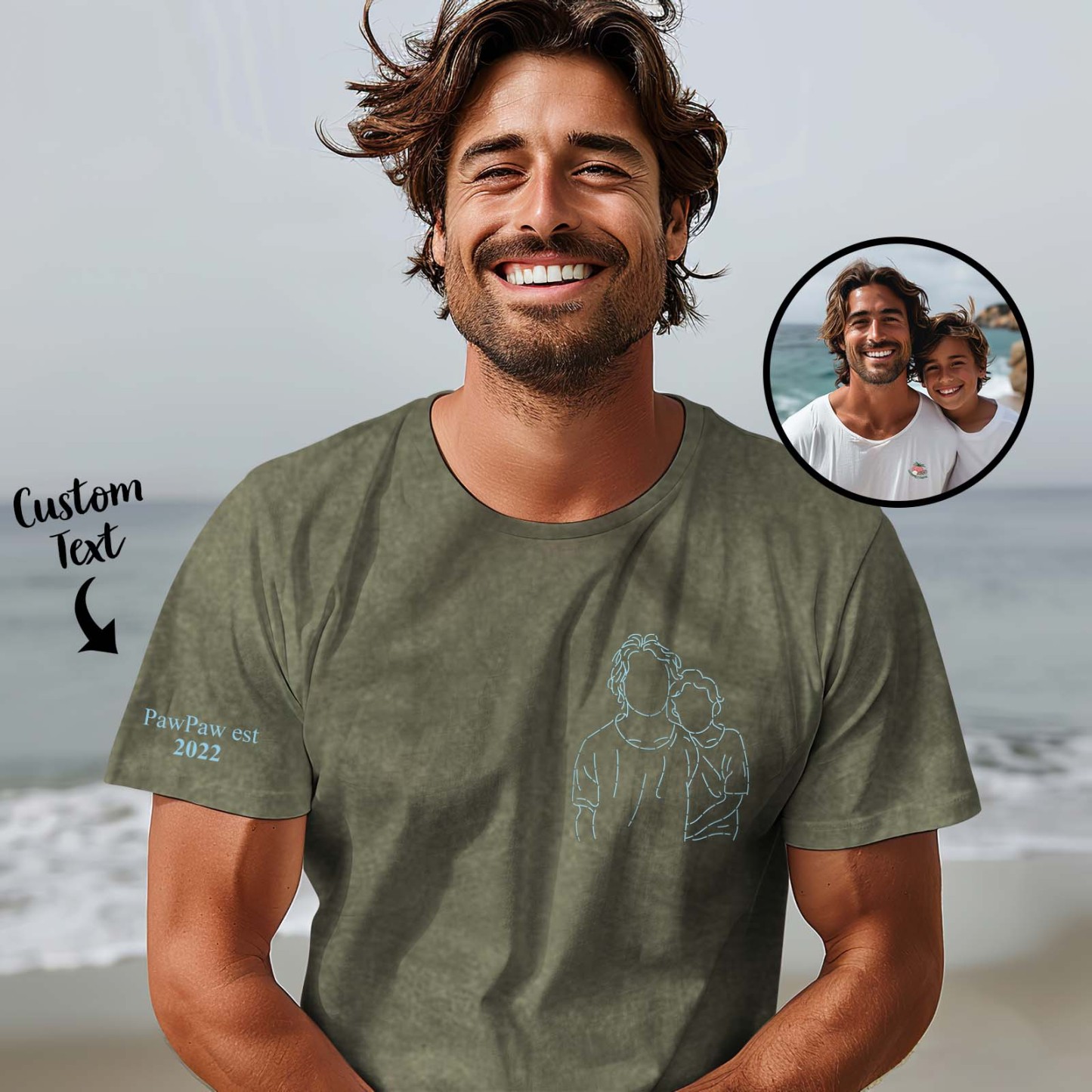 Comfort Colors Custom Photo Shirt For Dad, Dad Portrait Embroidered Shirt From Photo, New Dad Shirt, Fathers Day Gifts, Gift For Husband