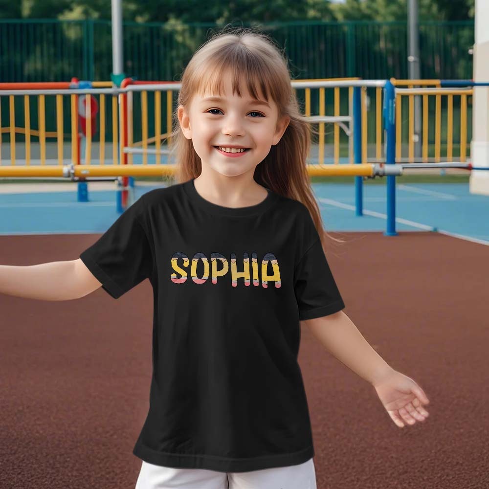 Personalized T-shirt Custom Back to School Pencil Name T-shirt First Day of School Shirt Gift for Kids - MyFaceBoxer