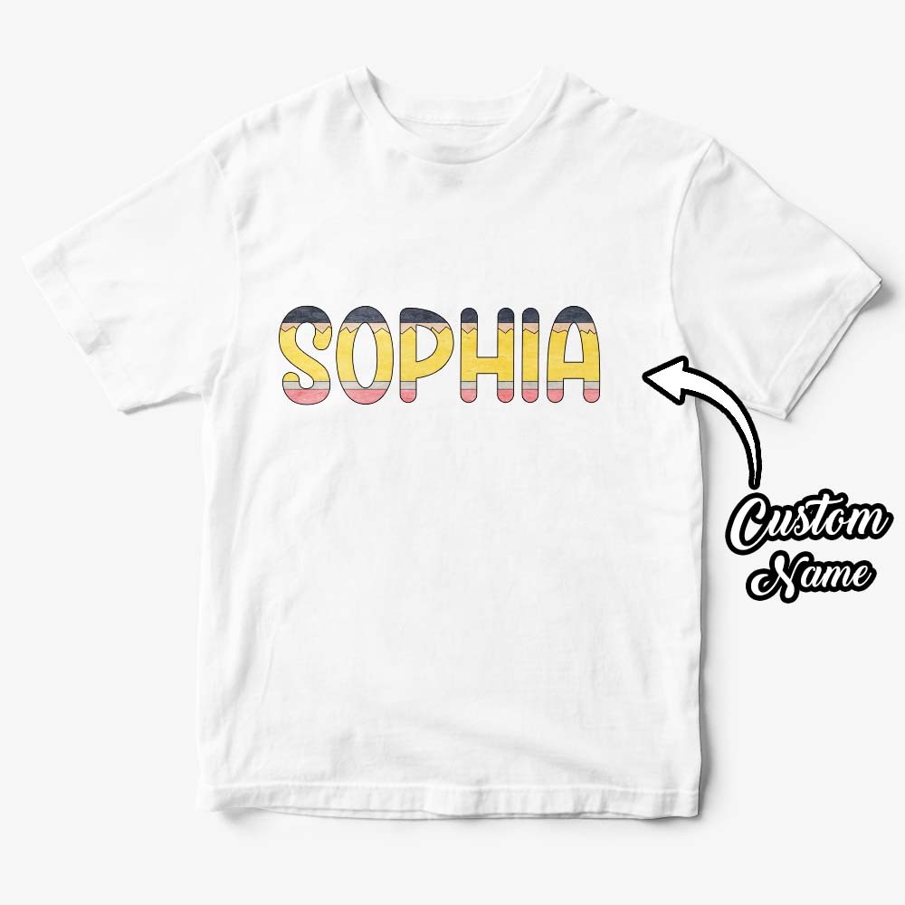 Personalized T-shirt Custom Back to School Pencil Name T-shirt First Day of School Shirt Gift for Kids - MyFaceBoxer