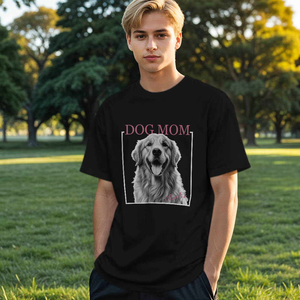 Custom Dog Mom T-shirt Personalized Dog Photo and Name Shirt