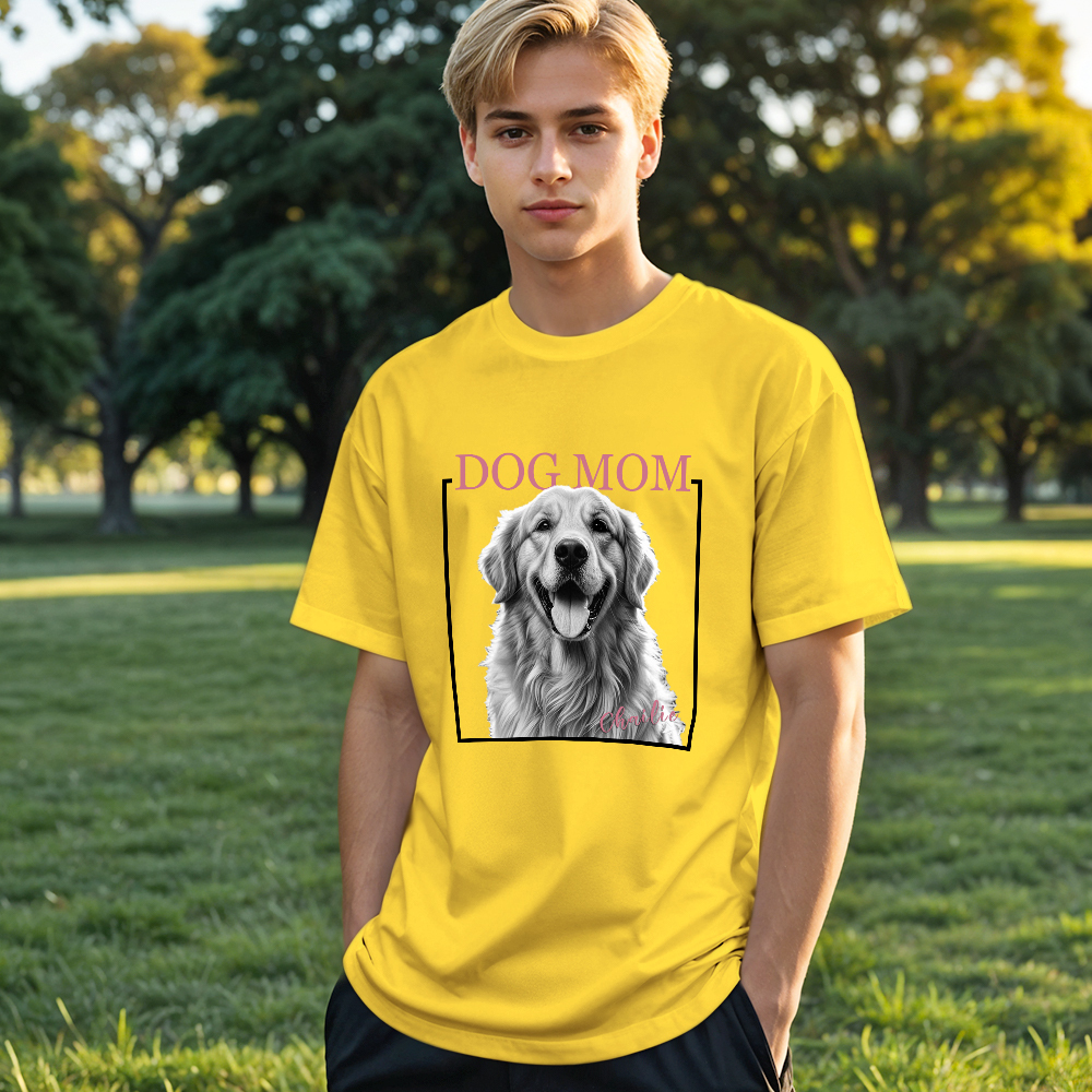 Custom Dog Mom T-shirt Personalized Dog Photo and Name Shirt