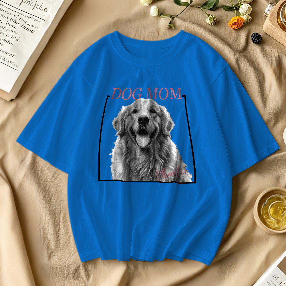 Custom Dog Mom T-shirt Personalized Dog Photo and Name Shirt