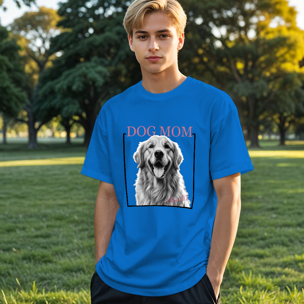 Custom Dog Mom T-shirt Personalized Dog Photo and Name Shirt