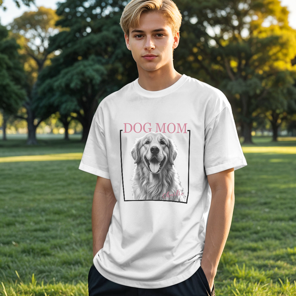 Custom Dog Mom T-shirt Personalized Dog Photo and Name Shirt