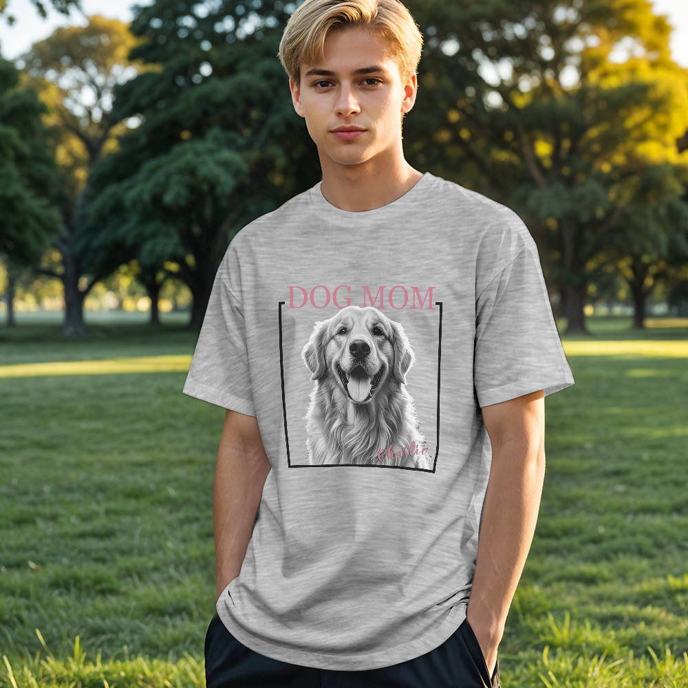 Custom Dog Mom T-shirt Personalized Dog Photo and Name Shirt