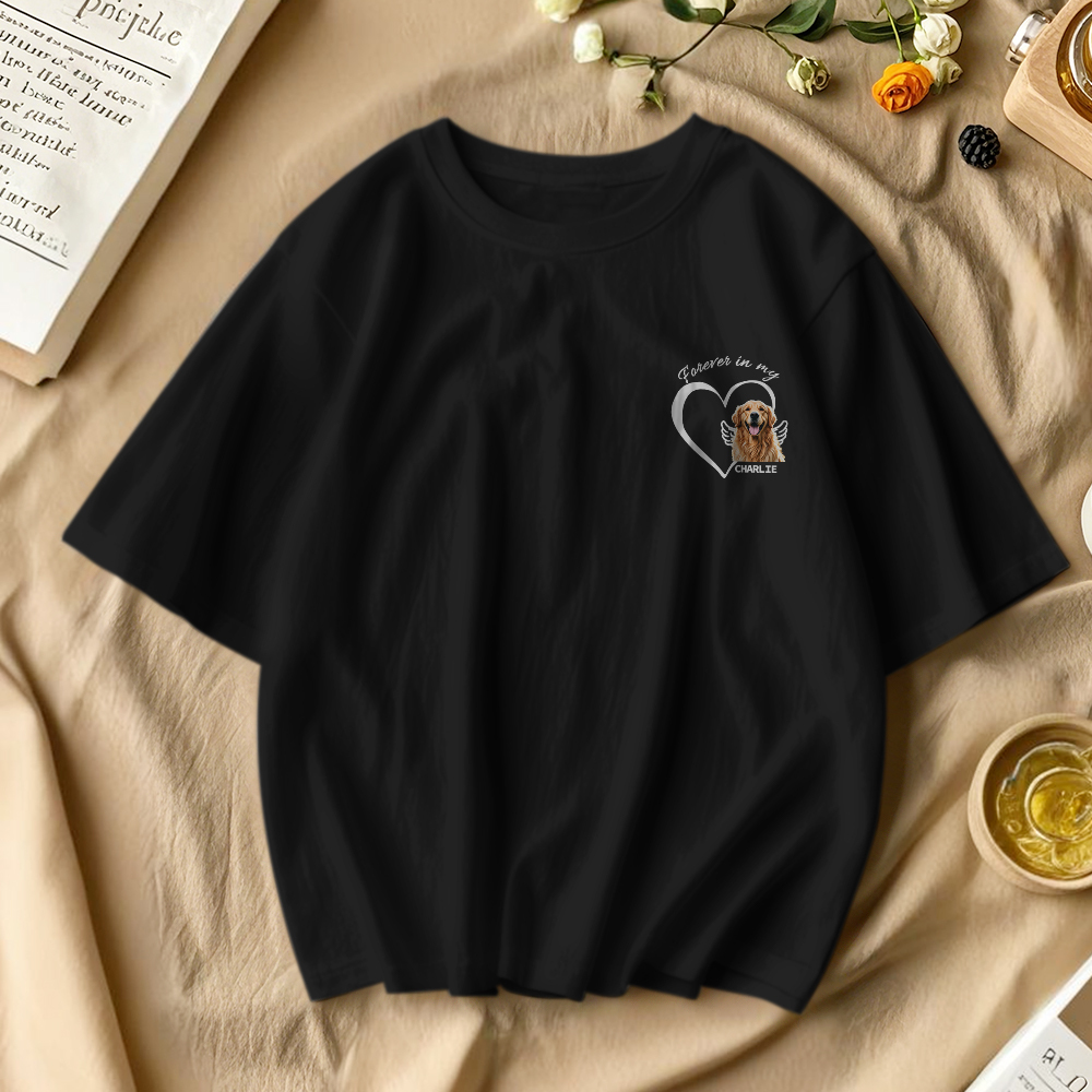 Custom Photo Forever And Always In My Heart - Memorial Personalized Custom Unisex T-shirt Gift For Pet Owners