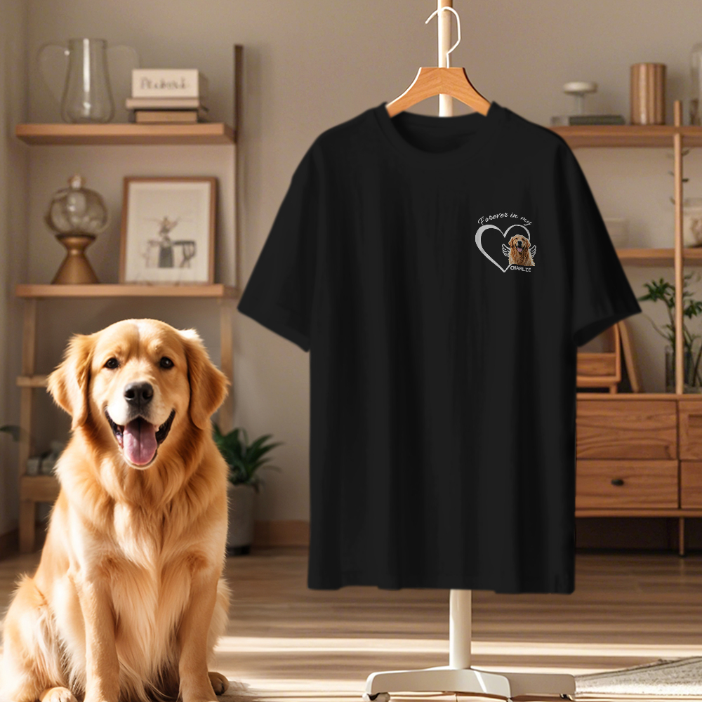 Custom Photo Forever And Always In My Heart - Memorial Personalized Custom Unisex T-shirt Gift For Pet Owners