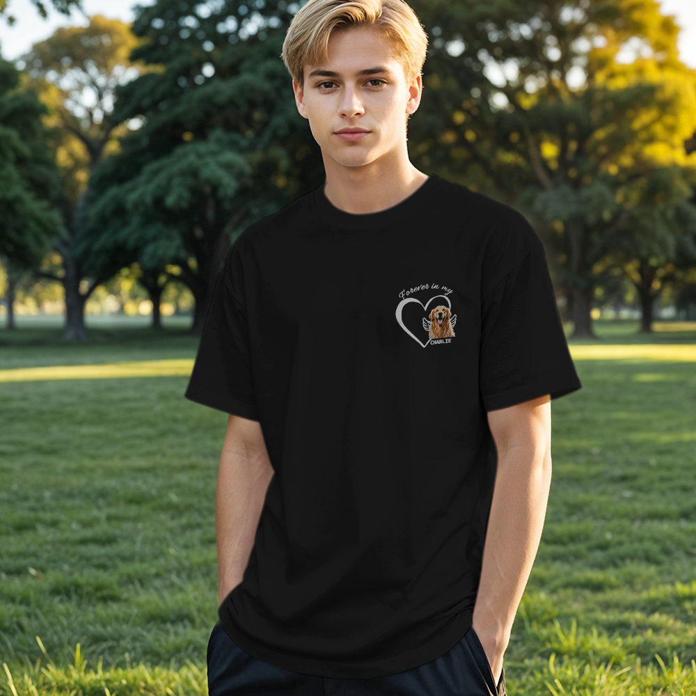 Custom Photo Forever And Always In My Heart - Memorial Personalized Custom Unisex T-shirt Gift For Pet Owners