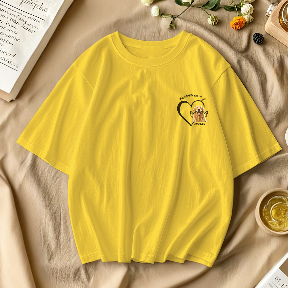 Custom Photo Forever And Always In My Heart - Memorial Personalized Custom Unisex T-shirt Gift For Pet Owners