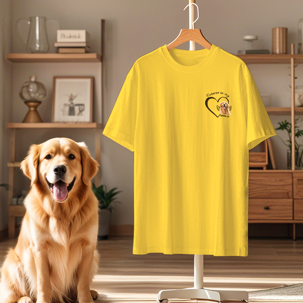Custom Photo Forever And Always In My Heart - Memorial Personalized Custom Unisex T-shirt Gift For Pet Owners