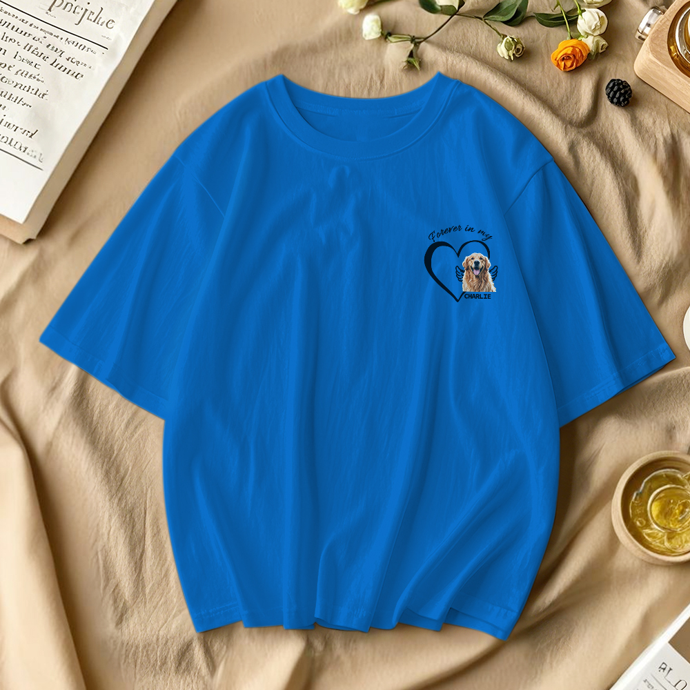 Custom Photo Forever And Always In My Heart - Memorial Personalized Custom Unisex T-shirt Gift For Pet Owners