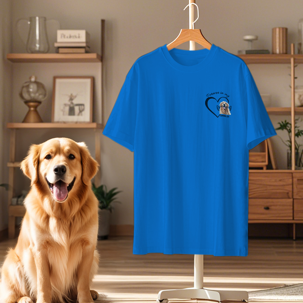 Custom Photo Forever And Always In My Heart - Memorial Personalized Custom Unisex T-shirt Gift For Pet Owners