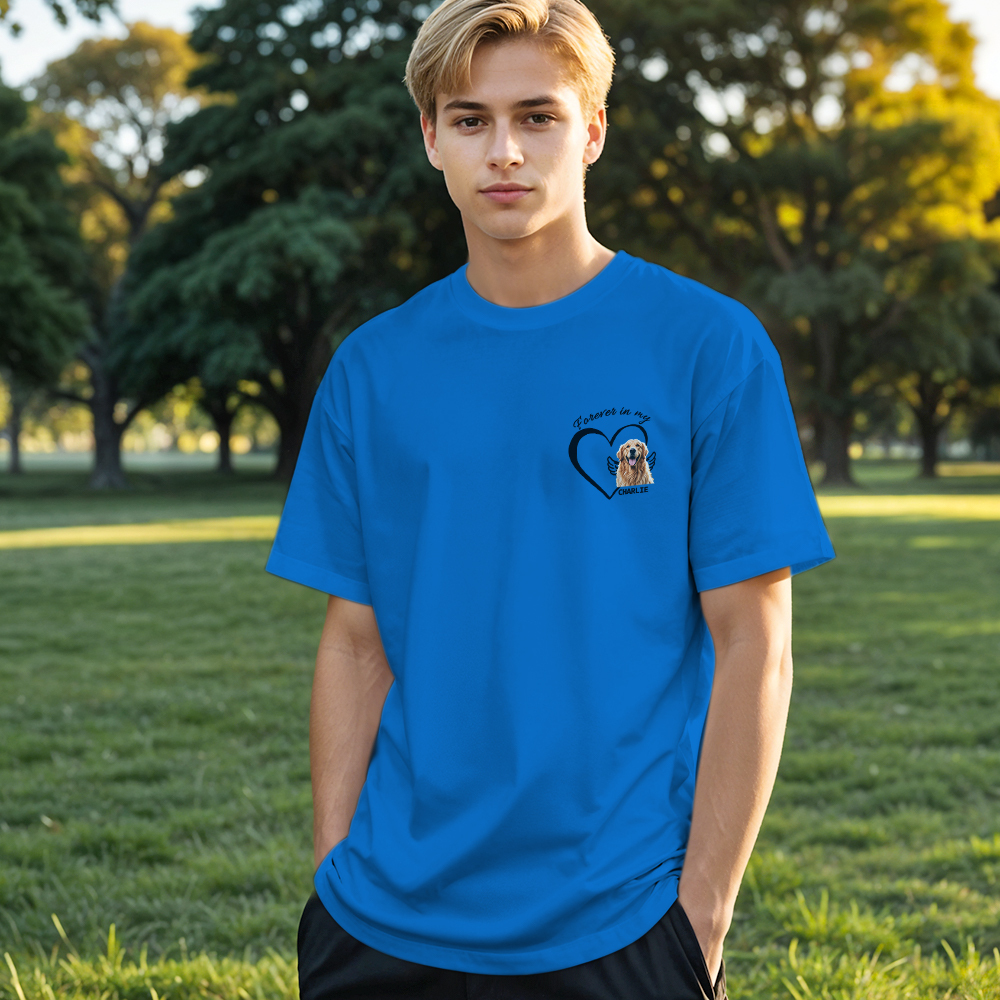 Custom Photo Forever And Always In My Heart - Memorial Personalized Custom Unisex T-shirt Gift For Pet Owners