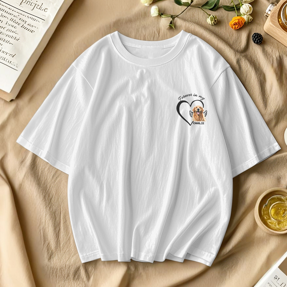 Custom Photo Forever And Always In My Heart - Memorial Personalized Custom Unisex T-shirt Gift For Pet Owners