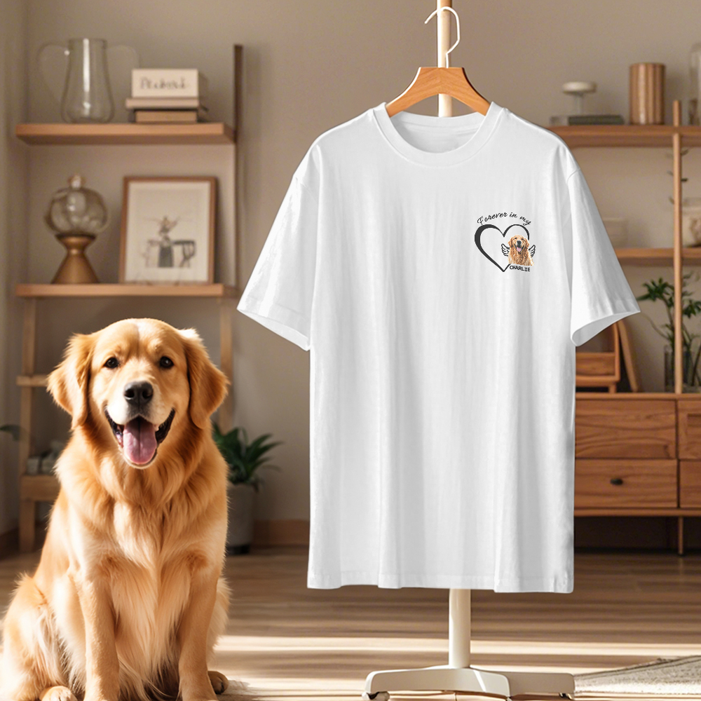 Custom Photo Forever And Always In My Heart - Memorial Personalized Custom Unisex T-shirt Gift For Pet Owners