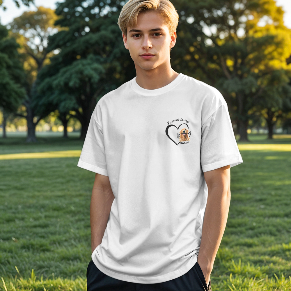 Custom Photo Forever And Always In My Heart - Memorial Personalized Custom Unisex T-shirt Gift For Pet Owners