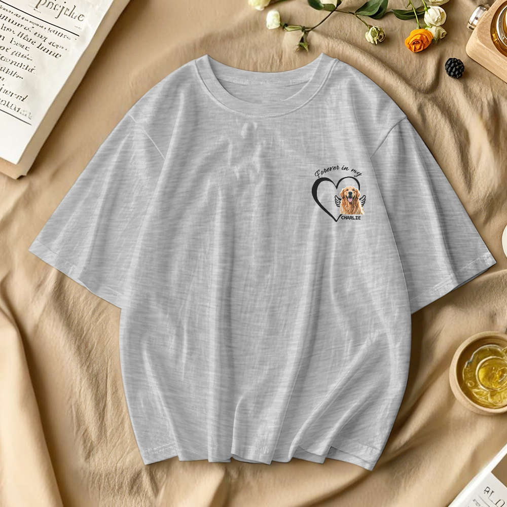 Custom Photo Forever And Always In My Heart - Memorial Personalized Custom Unisex T-shirt Gift For Pet Owners