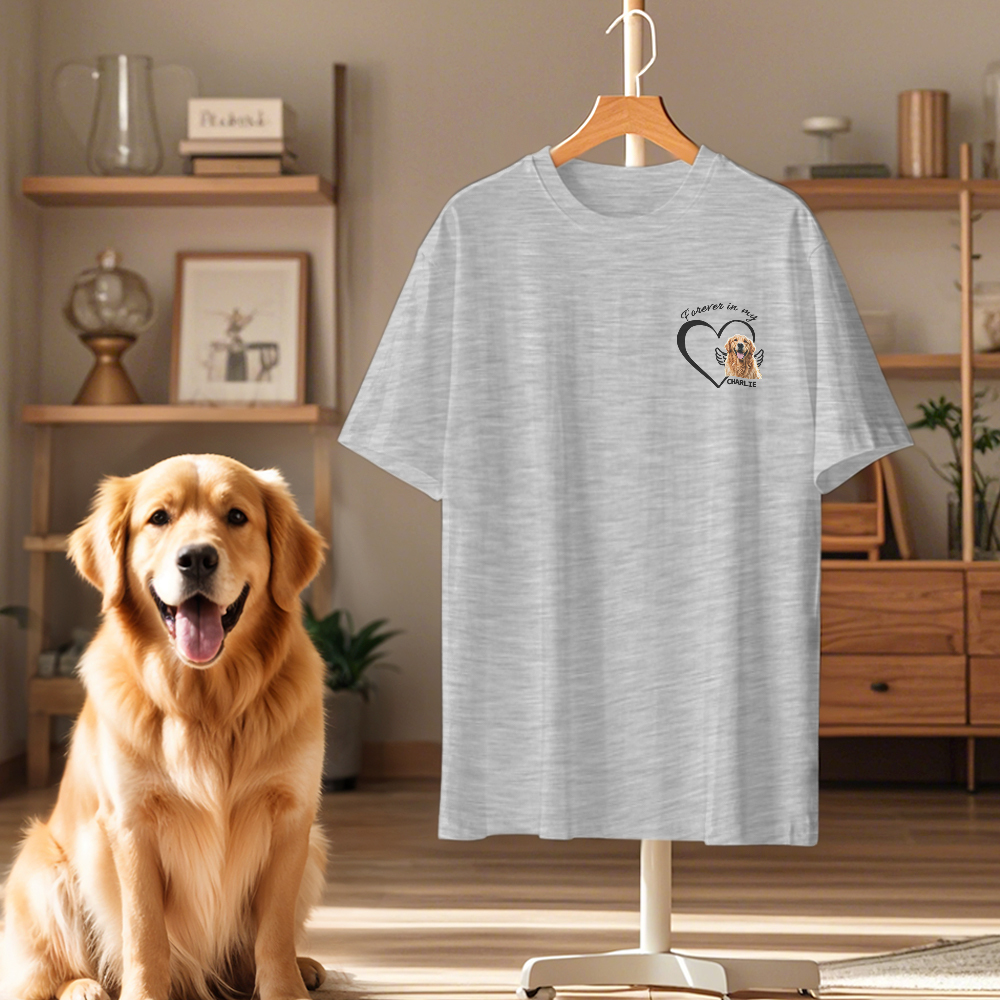 Custom Photo Forever And Always In My Heart - Memorial Personalized Custom Unisex T-shirt Gift For Pet Owners
