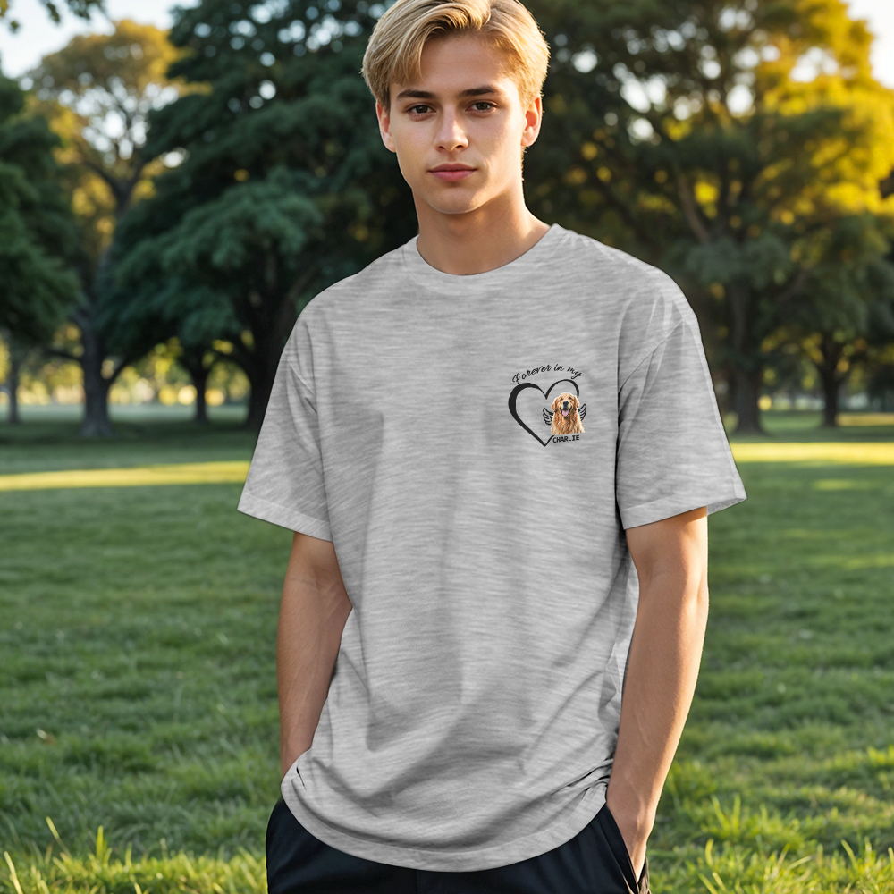 Custom Photo Forever And Always In My Heart - Memorial Personalized Custom Unisex T-shirt Gift For Pet Owners