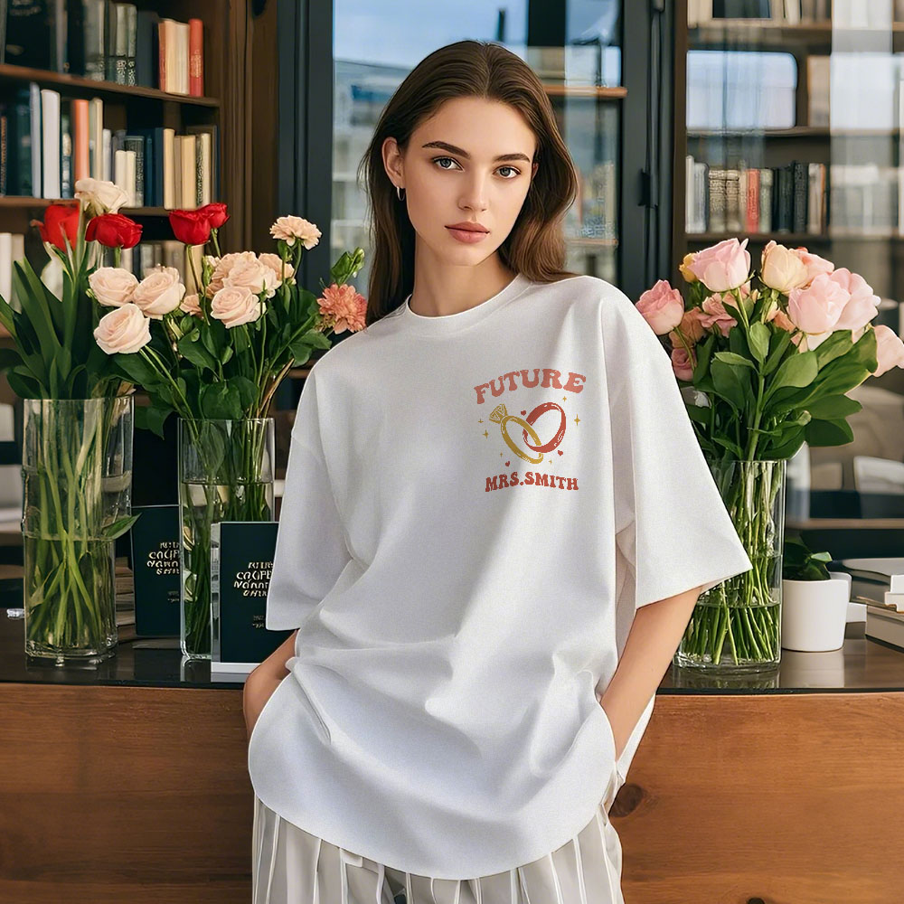 Custom Shirt Personalized Name T-shirt Personalized T-shirt Custom In My Engaged Era Bachelorette with Wedding Rings T-Shirt Wedding for Her