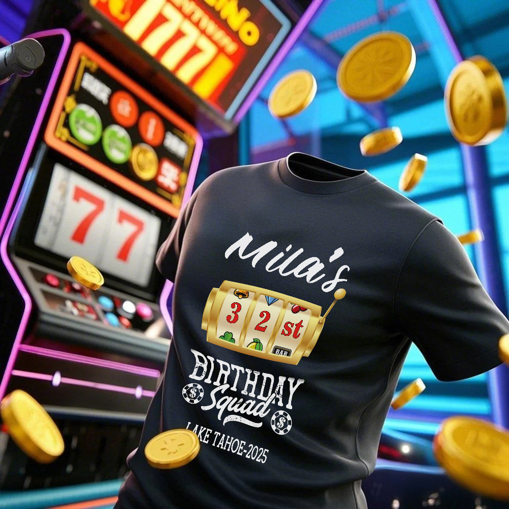 Personalized Lucky Tee Custom Birthday Squad Name T-Shirt Gift For Her