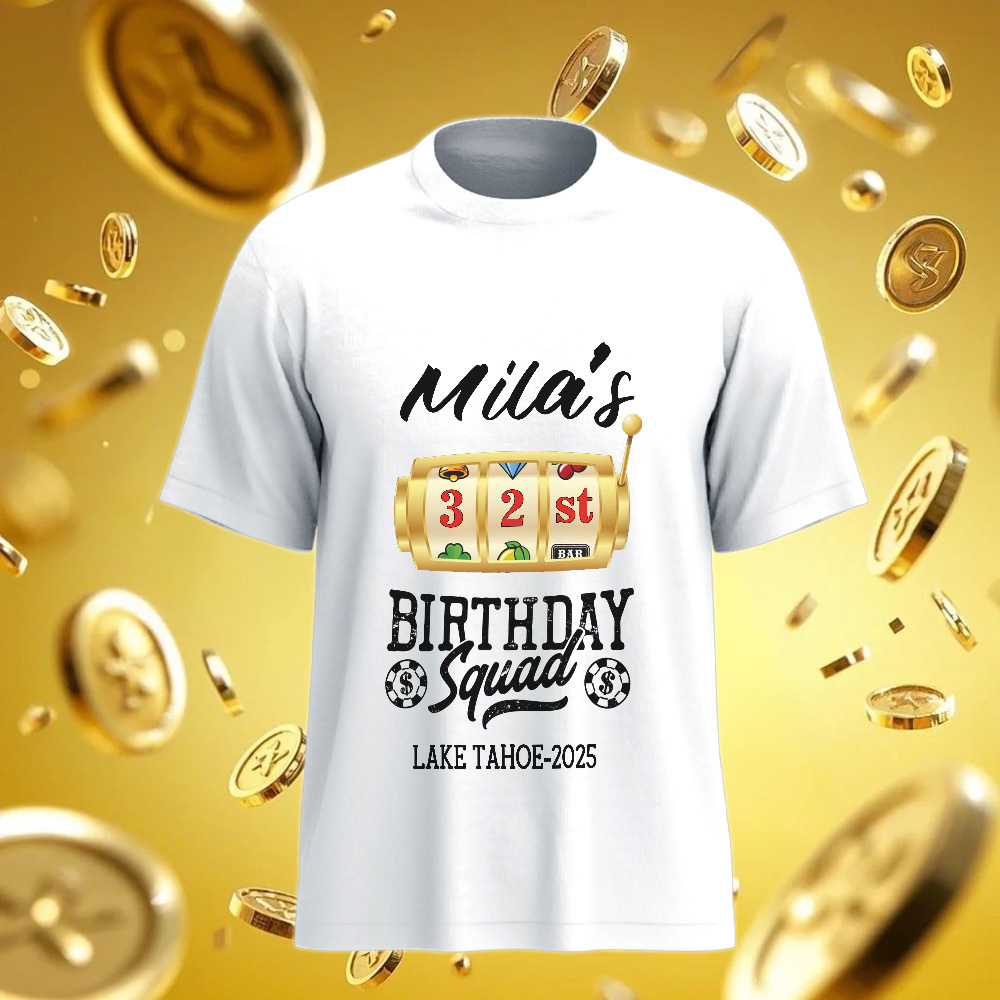 Personalized Lucky Tee Custom Birthday Squad Name T-Shirt Gift For Her