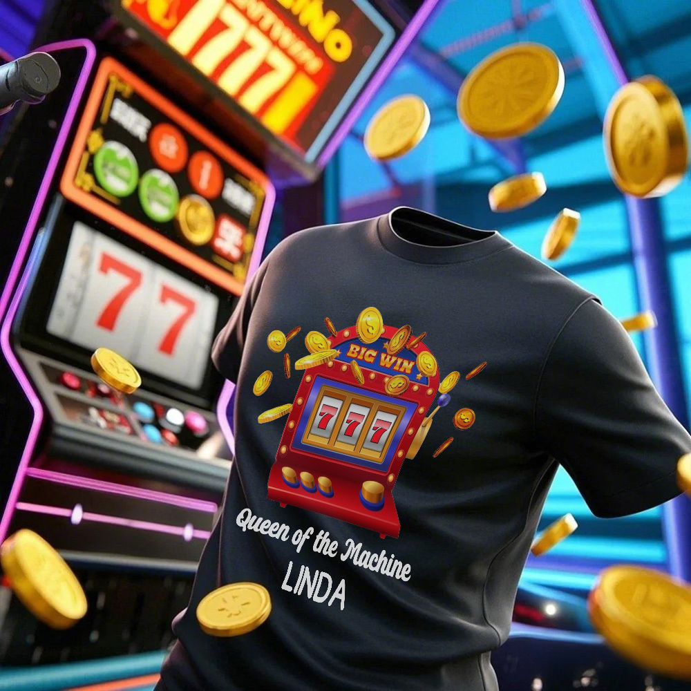 Custom Lucky T-Shirt Personalized Name Tee Gift Queen of the Machine