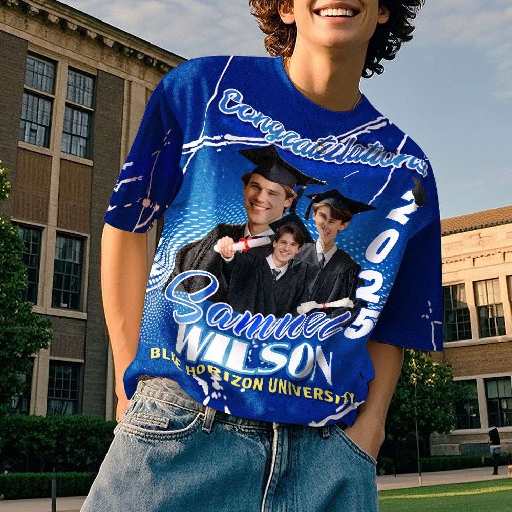 Custom 3D Graduation T-shirt Personalized Name & Year T-shirt Graduation Gift for Him