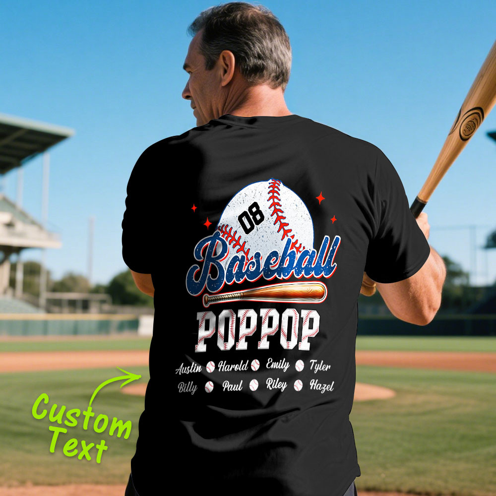 Custom Retro Baseball Dad & Kids Shirt Personalized Name T-Shirt Gift for Dad