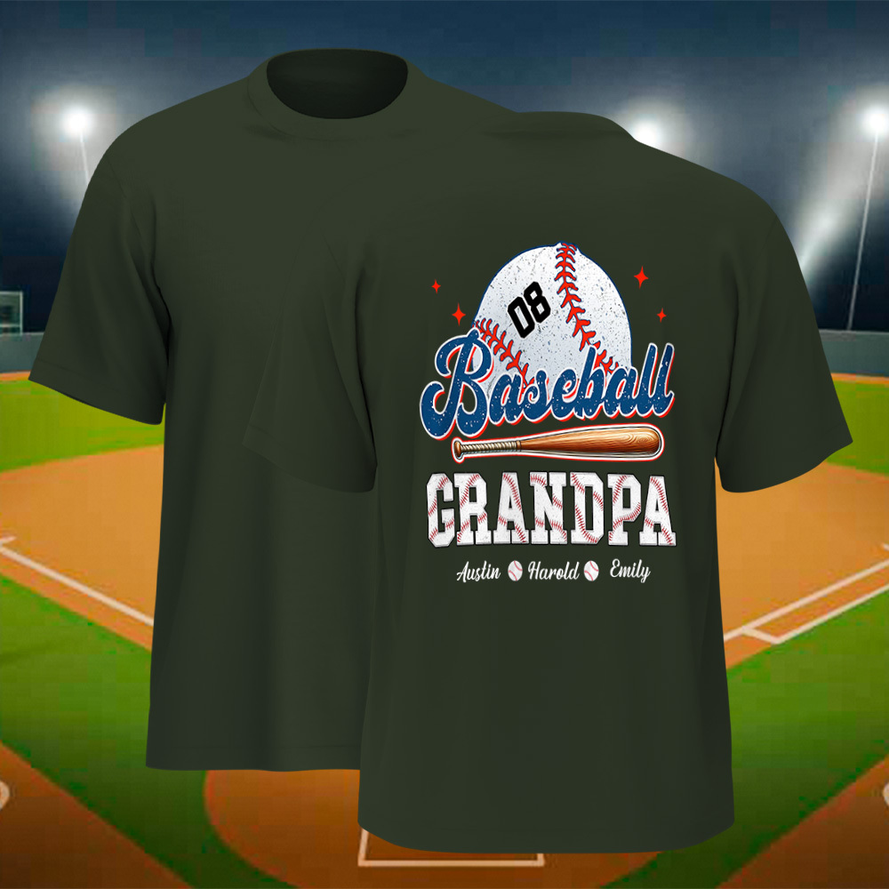 Custom Retro Baseball Dad & Kids Shirt Personalized Name T-Shirt Gift for Dad