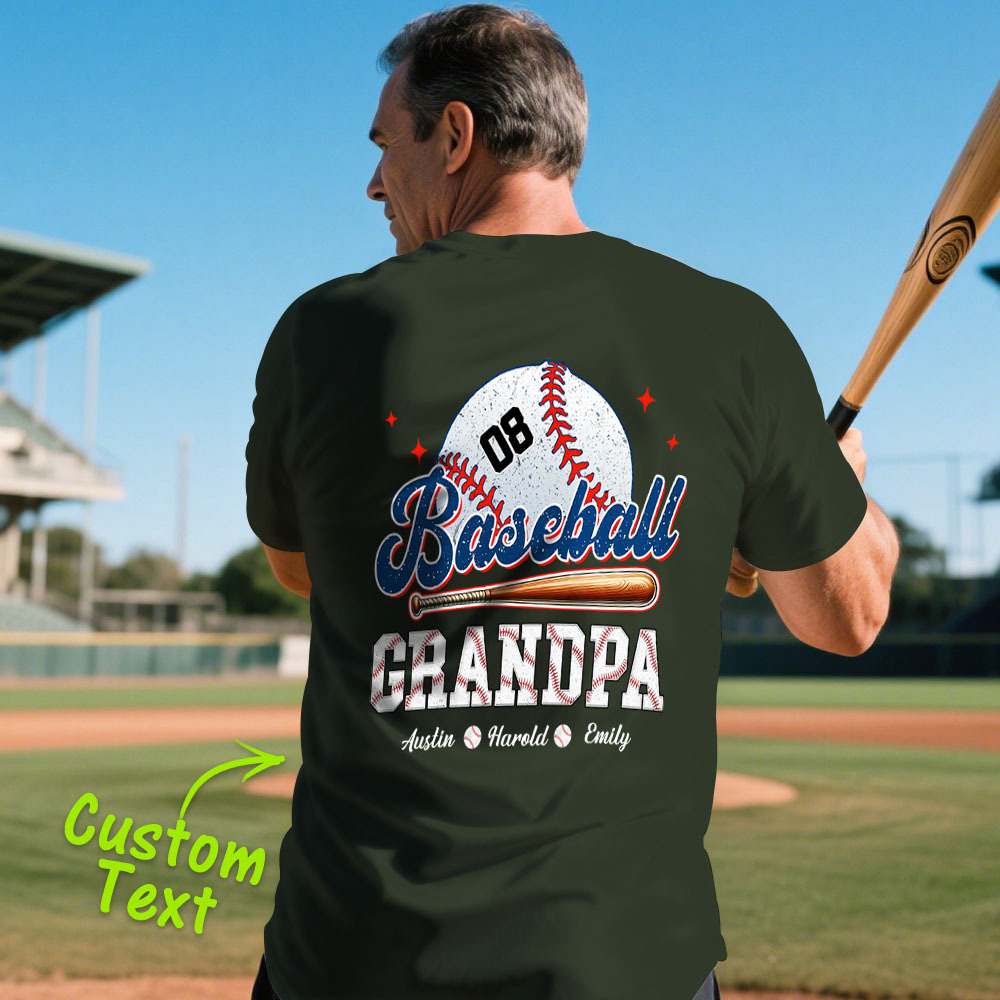 Custom Retro Baseball Dad & Kids Shirt Personalized Name T-Shirt Gift for Dad